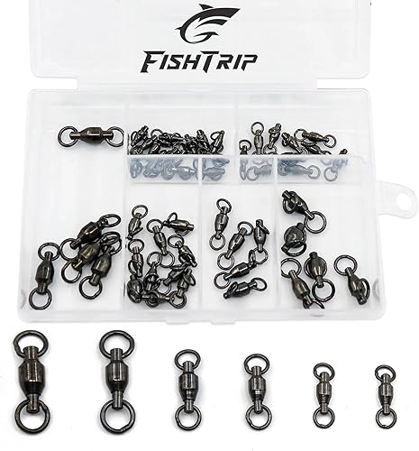 Miniatura 8 de Eslabones Giratorios de Pesca con Rodamiento de Bolas 30/50 piezas 0#-10# Aparejo de Pesca con Anillo de Soldadura Sólida de Acero Inoxidable para