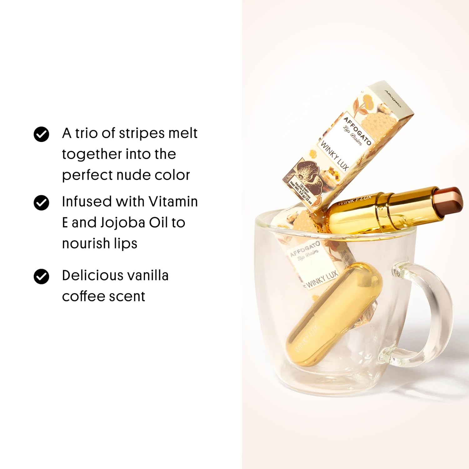 WINKY LUX Affogato Scented Lip Balm, Hydrating Sheer Nude Tint image 3