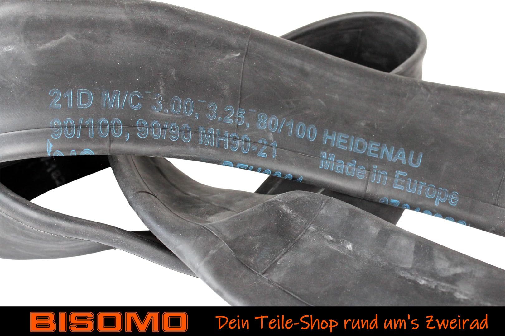 BISOMO Motorrad Cross Schlauch 3.00 x 21 Zoll - 3.25 x 21 Zoll, M/C Typ 21D verstärkt extra dick, mit Autoventil, hergestellt mit Heidenau