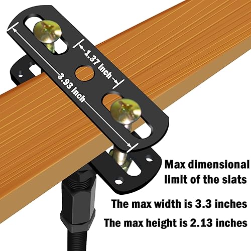 Miniatura 4 de Paquete de 2 patas de soporte central de altura ajustable (15.5 - 19.4 pulgadas), para marco de cama, listones de madera, con patas de muebles