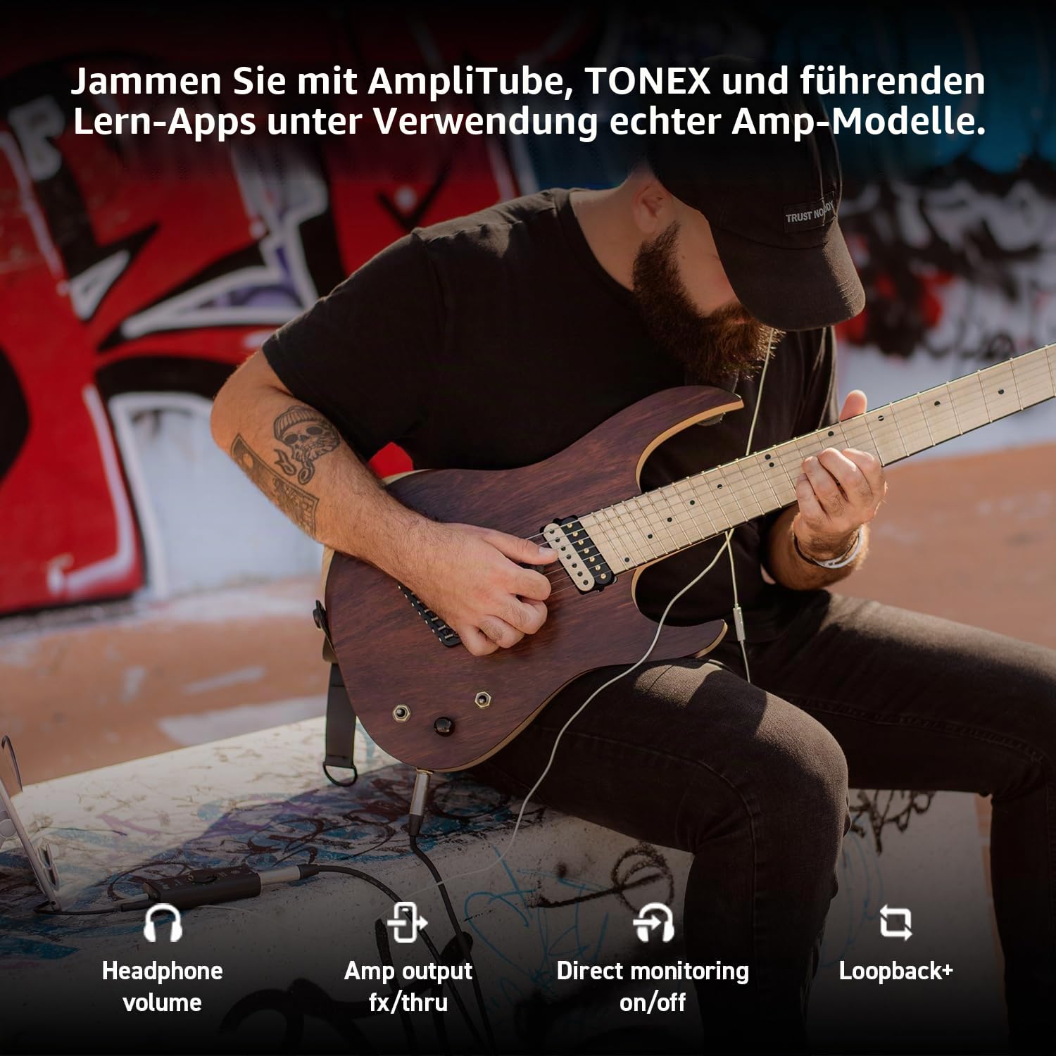 IK Multimedia iRig HD X Gitarren-Interface (Multi-Color LED Signalanzeige, integriertes Stimmgerät, kompatibel mit iPhone, iPad, Mac und PC, Vorverstärker, inkl. USB-C und Lightning Kabel)