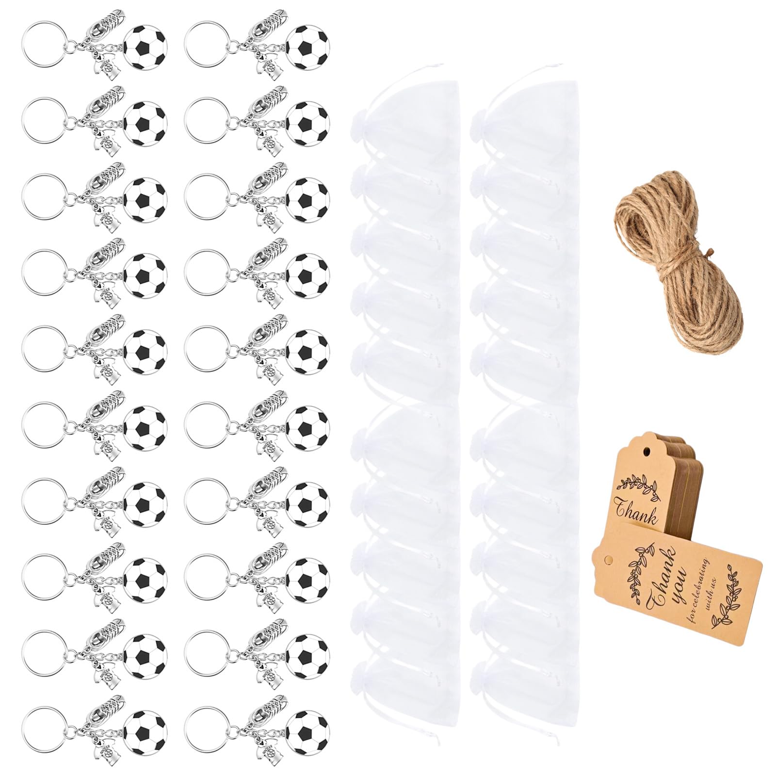alloneslife Bulk 20PCS Football Party Giveaways Metal Keyrings Accessories for Sports Enthusiasts and Group Activities Collectible Sports Keyring