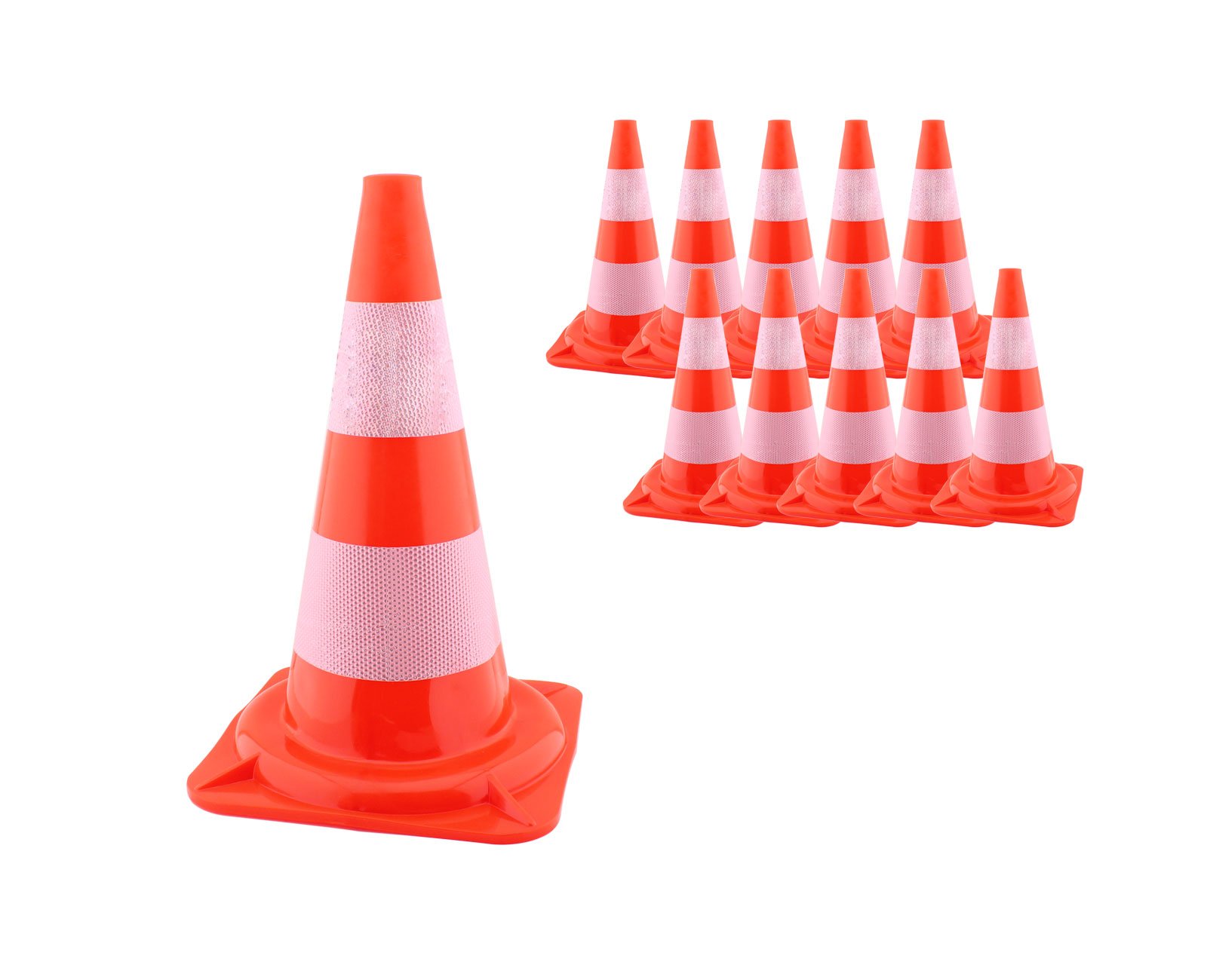 10 Stück 47cm Verkehrsleitkegel Pylone, Orange-Weiß Warnkegel
