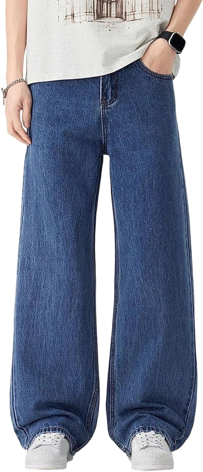 High Street Straight Denim Pants for Men Y2K Classic Baggy Wash Straight Jeans Spring Distressed Skater Jean Pants