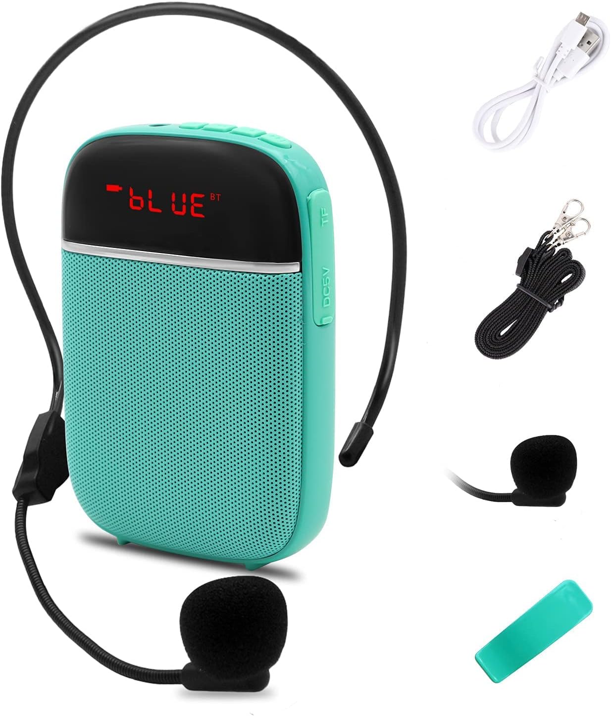 Portable Bluetooth Voice Amplifier, Rechargeable Wired Mini Speaker with Microphone, Use in Classroom, Meeting, Promotions and Outdoor Activities, for Teachers, Tour Guides, Coaches and More(Blue)