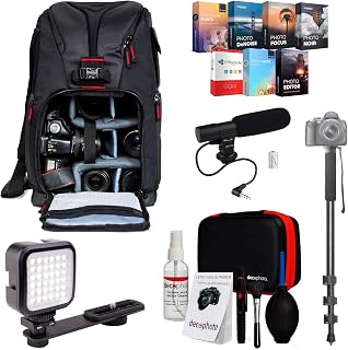 Deco Gear Pro Mobile Video Elite Bundle Including Sling Photography Backpack +Condenser Microphone + Videography LED Light + Monopod Stabilizer & Accessories Kit