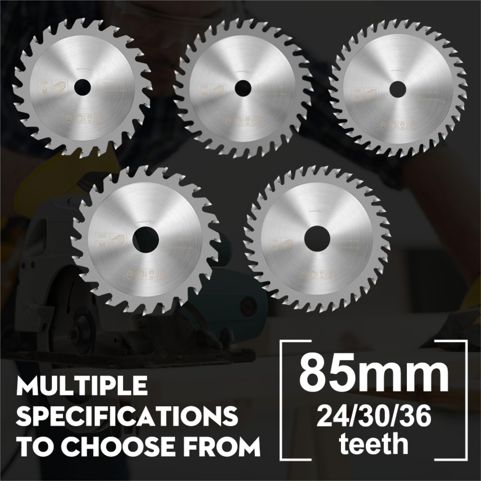 Brzeszczot do cięcia metalu 5 sztuk 85mm 24/30/36T średnica tarczy tnącej Mini piła tarczowa brzeszczoty do pił drewna z końcówką węglikową tarcza cięcia(5pcs 85x10x24T)