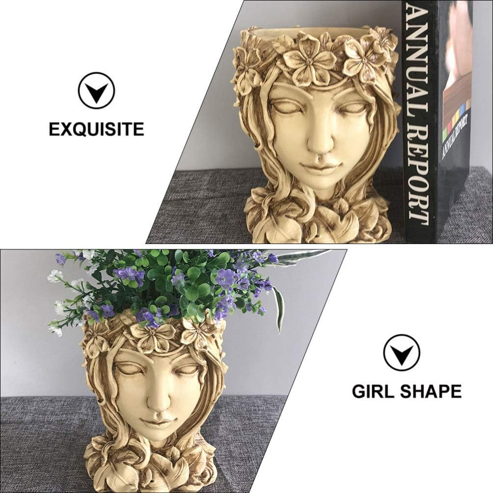 Holibanna Girl Succulent Planter Resin Flower Pot Unique Decorative Plant Pot for Indoor Outdoor Garden Home Office Display - Image 4
