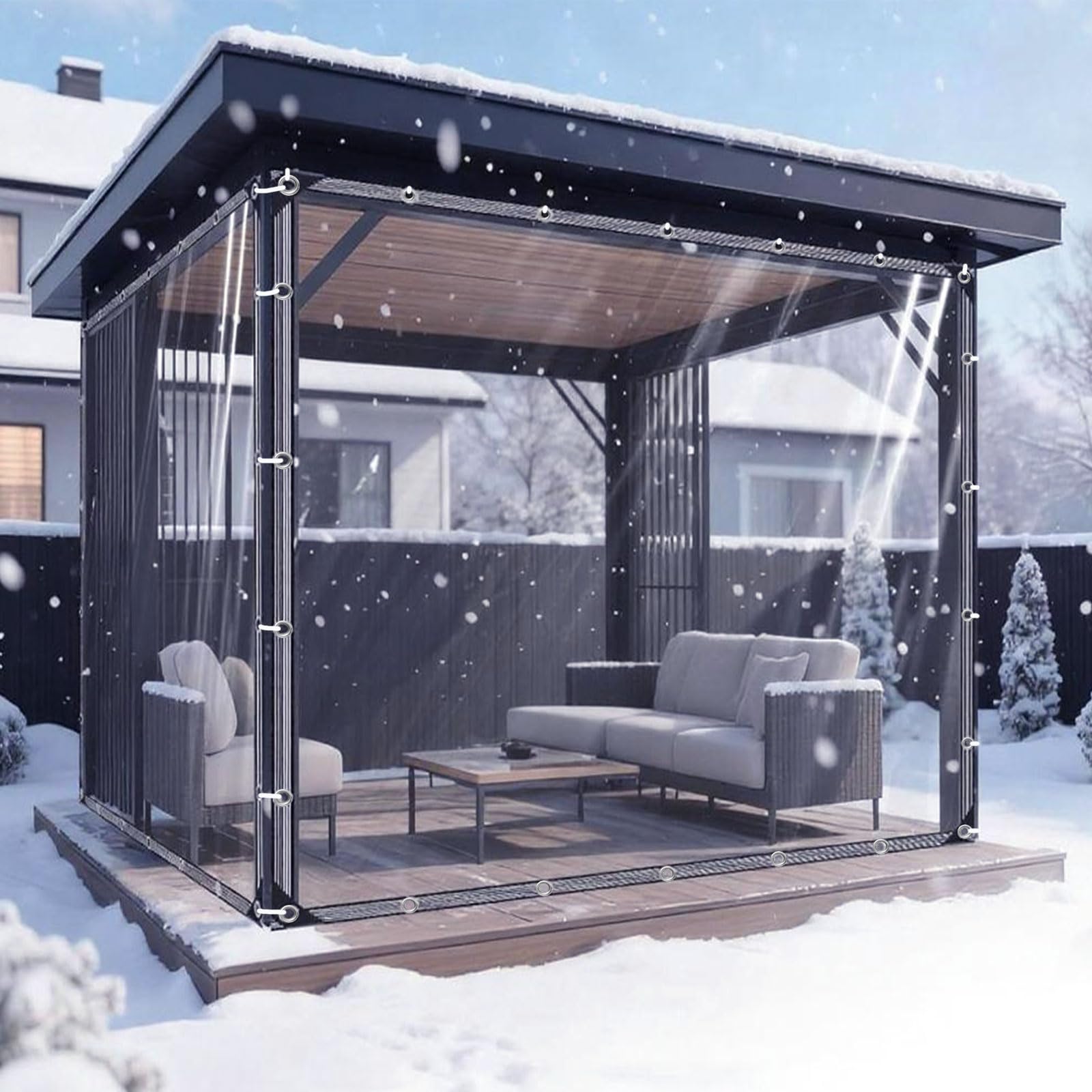 Lona transparente exterior 120 x 190 cm impermeable con ojales para jardín y piscina