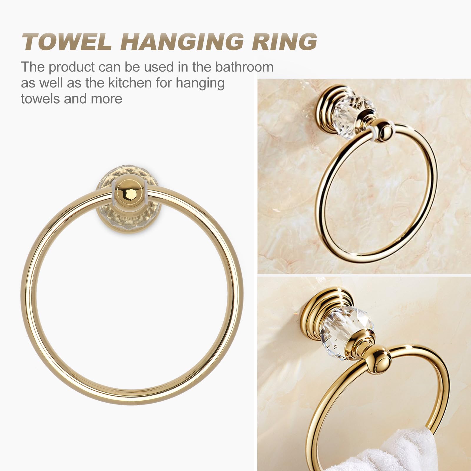 Anello Portasciugamani Rotondo Dorato in Acciaio Inox, 1 Pezzo | Montaggio a Parete, Uso Cucina e Bagno, Stile Retrò Semplice Elegante, Struttura Salvaspazio e Contenitiva