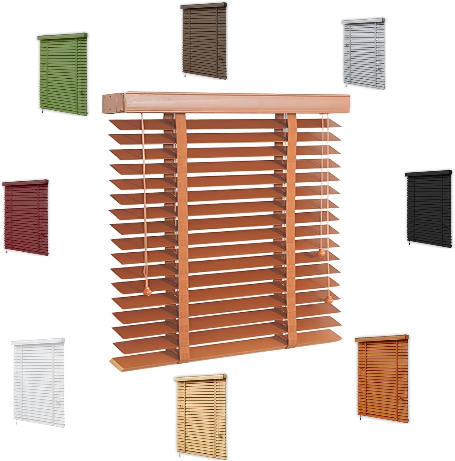 Blinds for Windows,Blackout Cordless Natural Wooden Shades for Living Room, 13"-75" Wide, Horizontal Privacy Shutters for Patio Office,Heat Insulation Venetian Blinds(Light Brown)