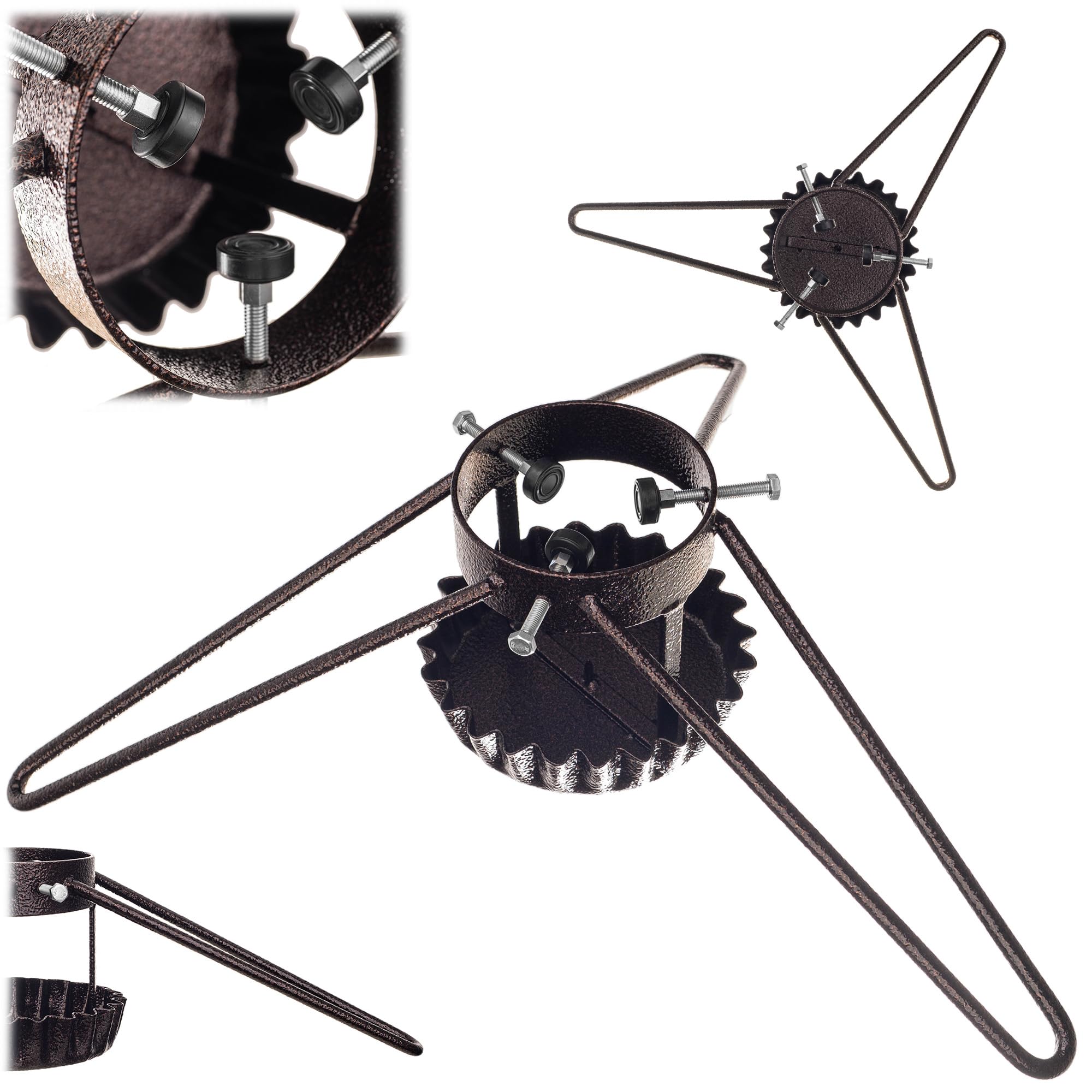 KADAX Support pour sapin de Noël en acier - Support stable avec réservoir d'eau - Avec boutons - Différentes tailles - Marron - Largeur : 58 cm