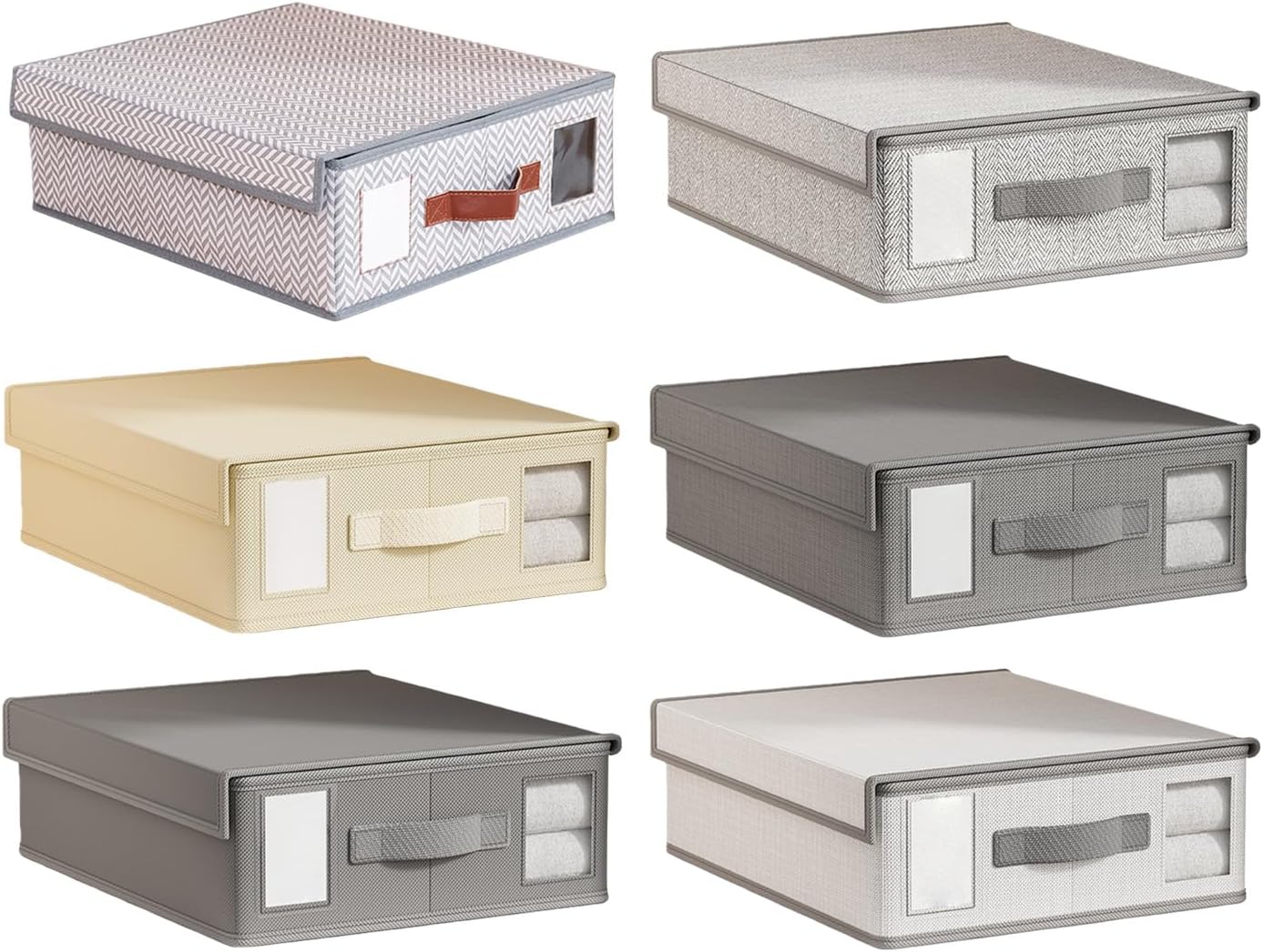 Large Capacity Nonwoven Fabric Bedding Organiser with Removable Lid and Transparency Window for Pillowcases Underwear Storage Organiser Box