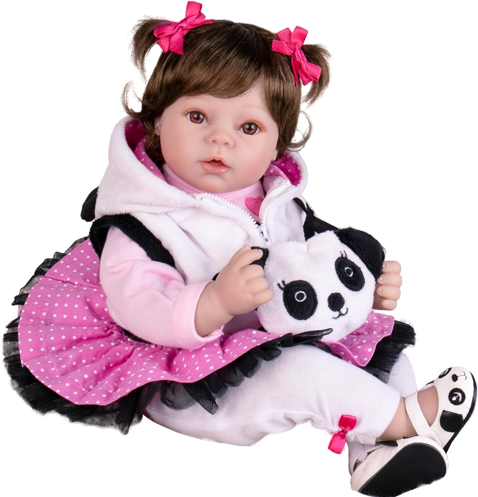 AoriRealistic Reborn Doll 22 Inch Lifelike Handmade Soft Body Toy Weighted Reborn Baby Girl with Panda Set