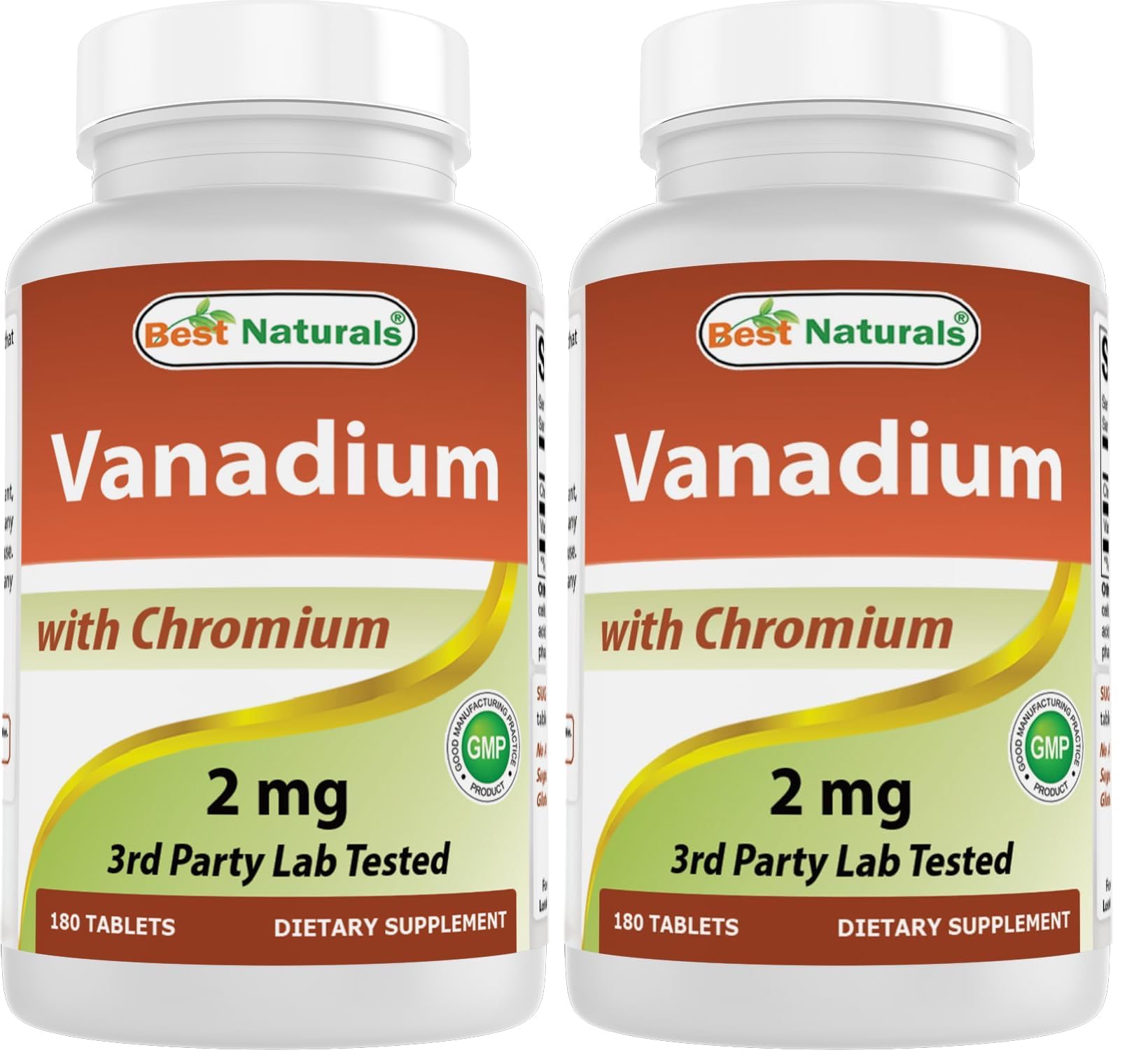 Best Naturals Vanadium 2 mg with Chromium Polynicotinate 200 mcg 180 Tablets (Pack of 2) 180 Count (Pack of 2)