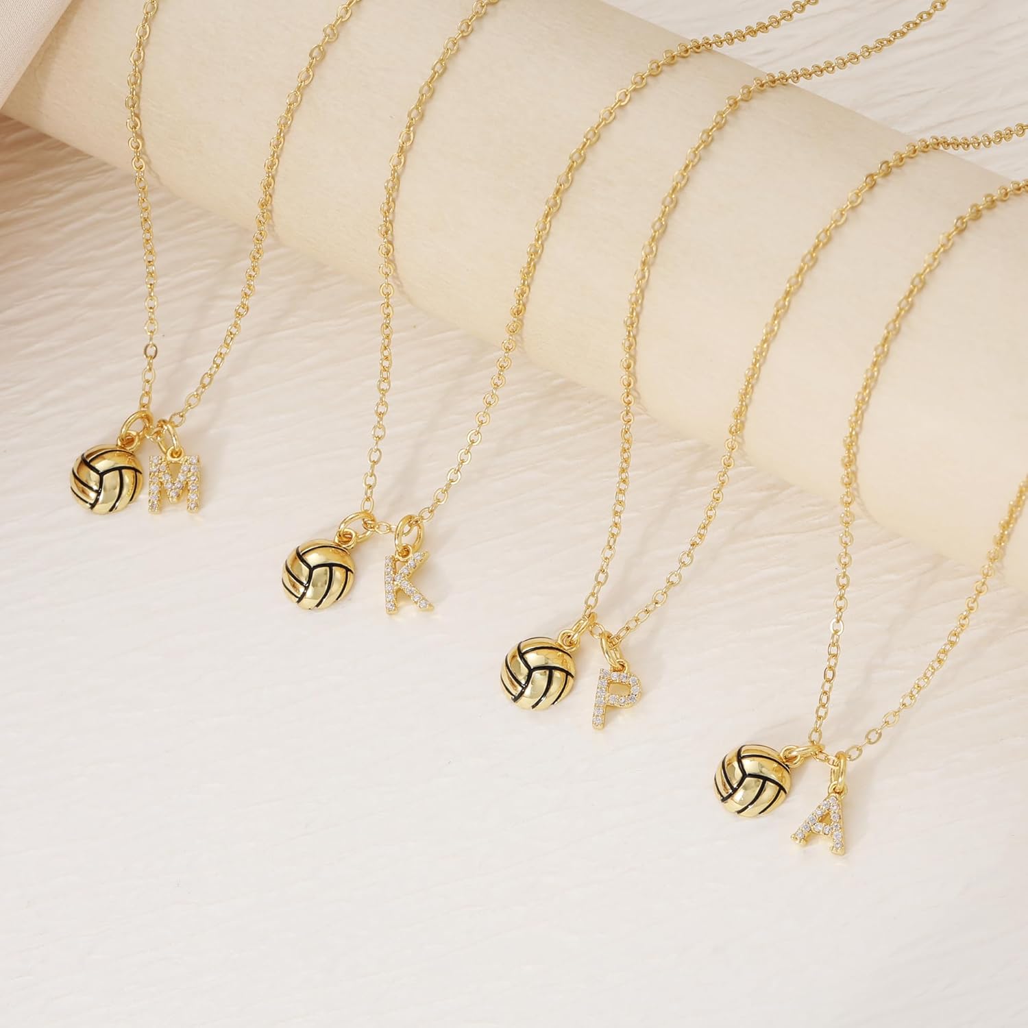 Volleyball Necklace, Soccer Volleyball Gifts for Teen Girls Initial Necklaces for Women with Soccer Pandent Dainty 14K Gold CZ Letter Necklace Non Tarnish Gifts for Team Player Coaches Fans Volleyballs Accessories/Souvenir - Image 6