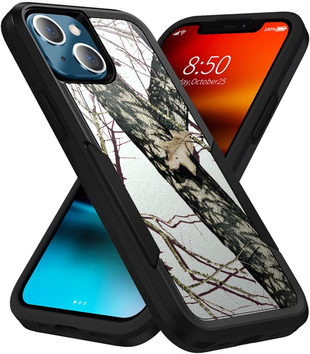 CasesonDeck White Case Compatible with Apple iPhone 13 (2021) / iPhone 13 Case (6.1") [Grip Tactical] Heavy Duty Case with Double Layer Protection and Design (Snow Hunters Camo)
