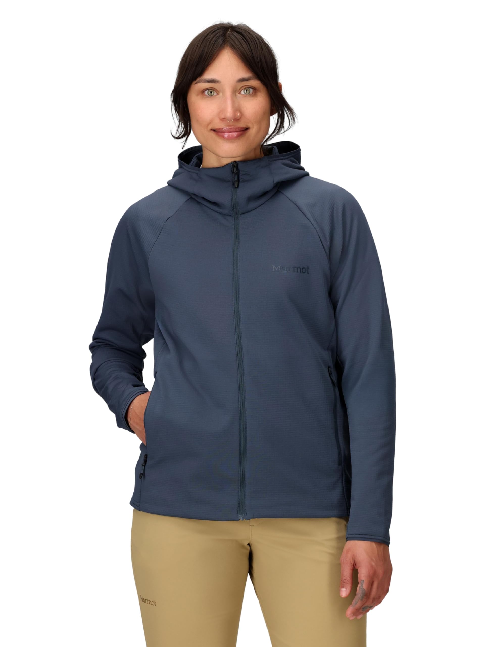 Marmot Women's Leconte Fleece Hoody, Warm Fleece Jacket, Full Zip Jacket, Breathable, Wind Resistant Body Warmer, packable, ideal for hiking & ski layering, Thunderhead, L