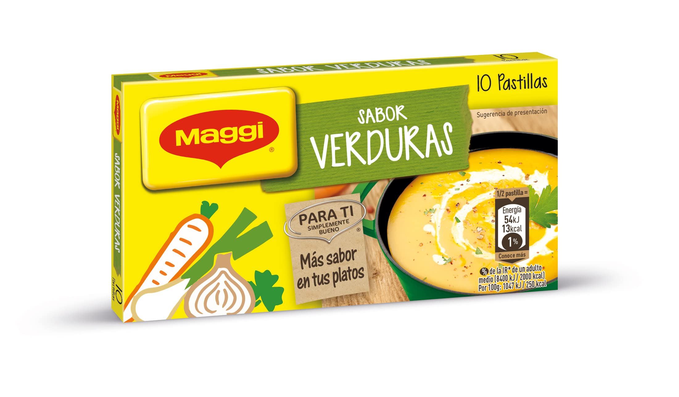 MAGGI Caldo de Verduras deshidratado - Pack de 20 x 10 pastillas de 10g - Total: 200 cubitos