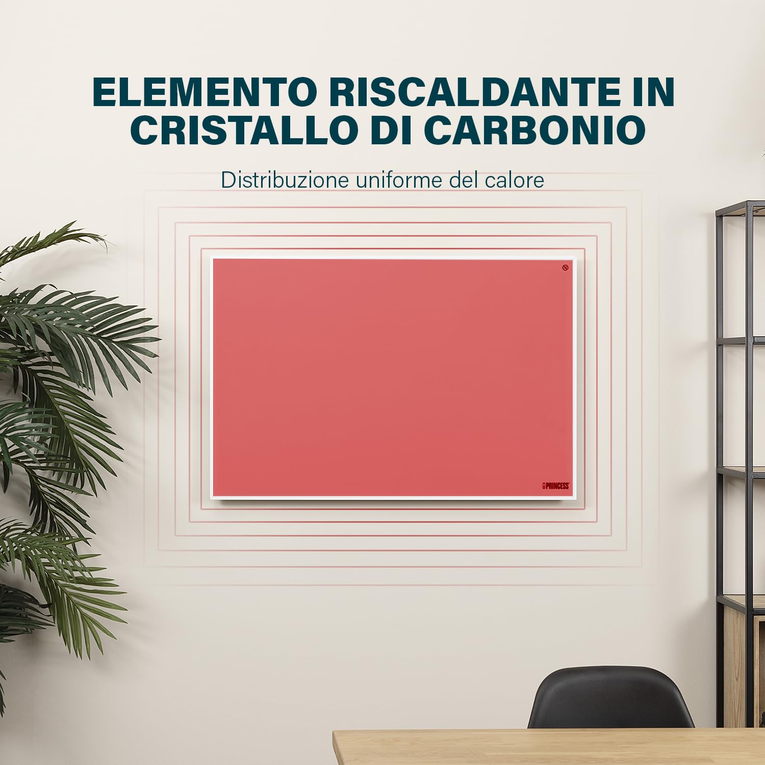 Pannello a infrarossi Princess collegato - 540 W - Applicazione gratuita - Programmabile con termostato integrato - Piastra in cristallo di carbonio