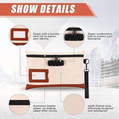 Miniatura 4 de LEIFIDE Paquete de 2 bolsas de dinero con cerradura y bolsa de bloqueo, bolsa de efectivo con cerradura para lápices con cerradura de combinación