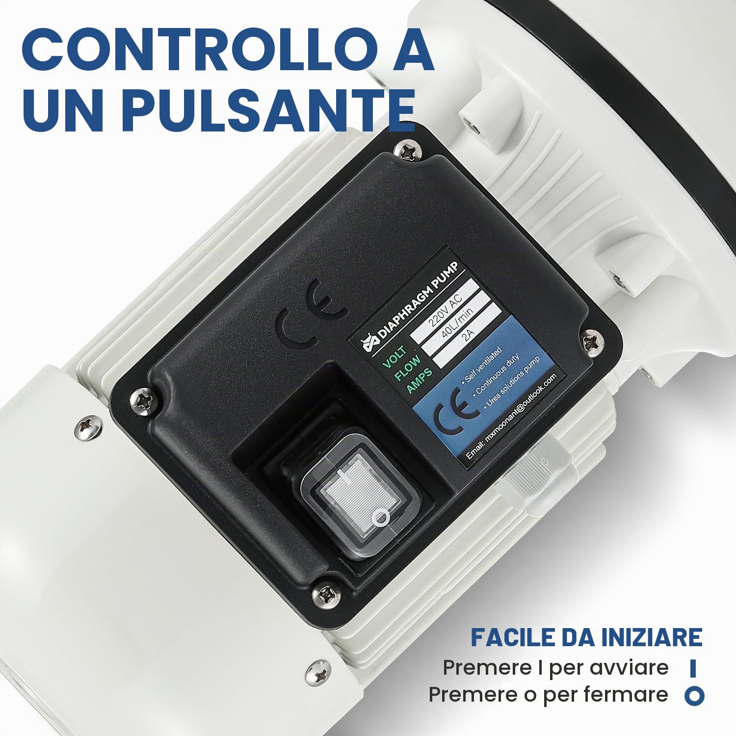 Mxmoonant 220V AC Pompa a Membrana Multi-liquido, 25 Psi, 1,7 Bar, 400W, 40 Lpm/min, Autoadescante, Avvio/Arresto con un Solo Tocco, per Gasolio,DEF, ADblue, Urea, Bevande