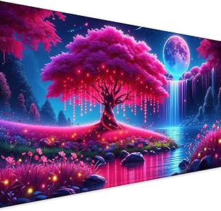 5D Large Diamond Art Painting,Landscape Moon Diamond Art Kits for Adults,DIY Full Drill Crystal Rhinestone Art and Crafts,Tree Moon Waterfall Art Painting with Diamond Home Wall Decor 27.5x15.7inch