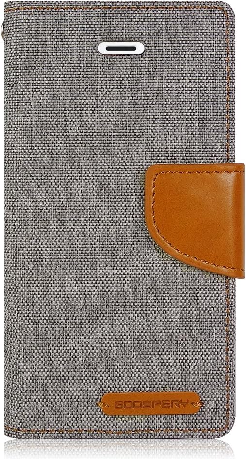 GOOSPERY Canvas Wallet for Apple iPhone SE Case (2016) iPhone 5S Case (2013) iPhone 5 Case (2012) Denim Stand Flip Cover (Gray)