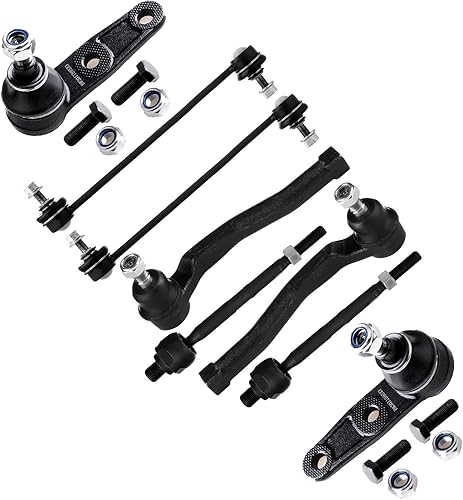 Kit de suspensión de 8 piezas, 2 barras estabilizadoras delanteras de 2 extremos de barra de corbata interior, 1 extremo de barra de corbata