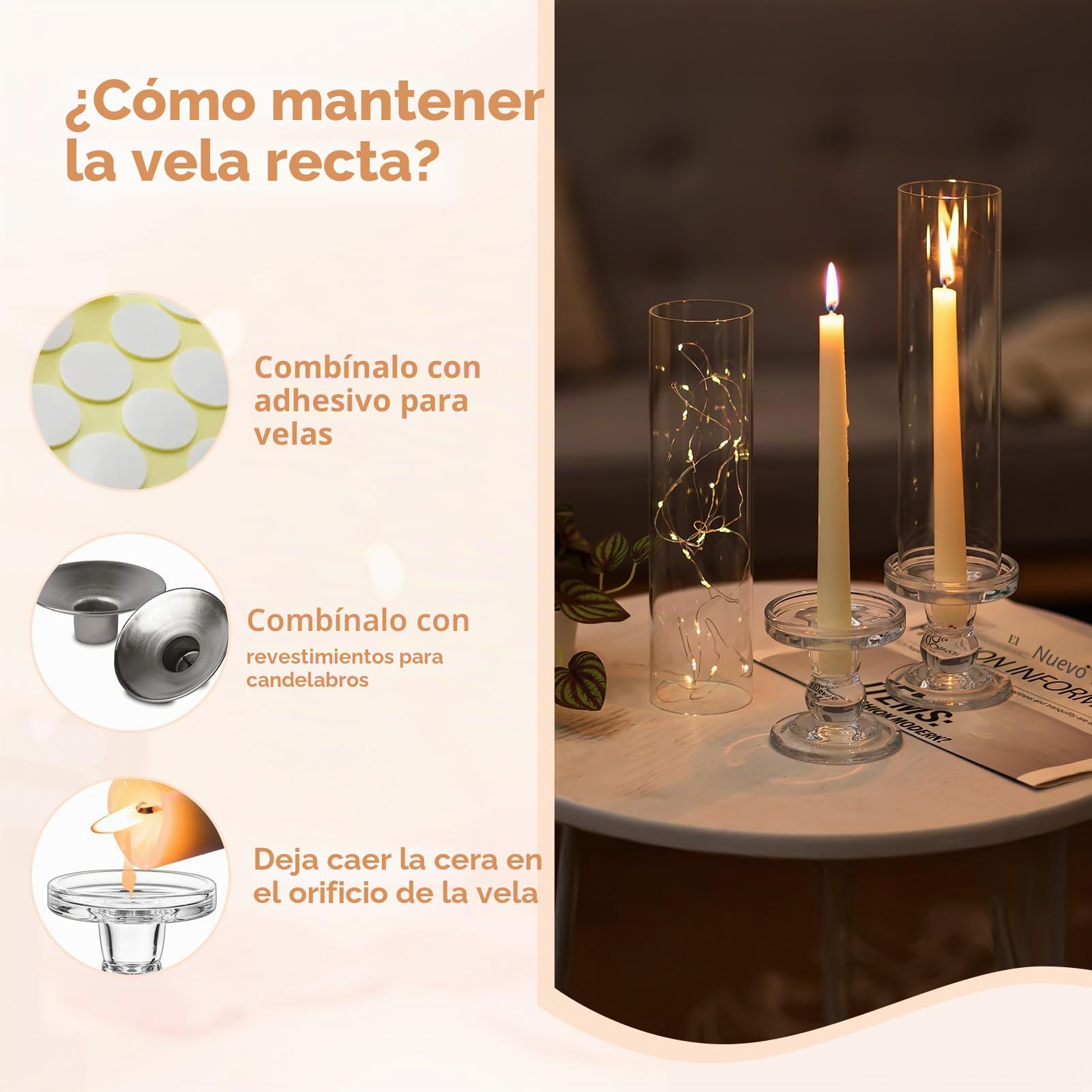 NUPTIO Huracán de Vidrio Candelabros - 10 Piezas Pilar Candelabro Cilindro Candelabro para Vela Cónica 35cm Transparente Alto Candelabro con Vidrio Abierto Centros de Mesa para Bodas