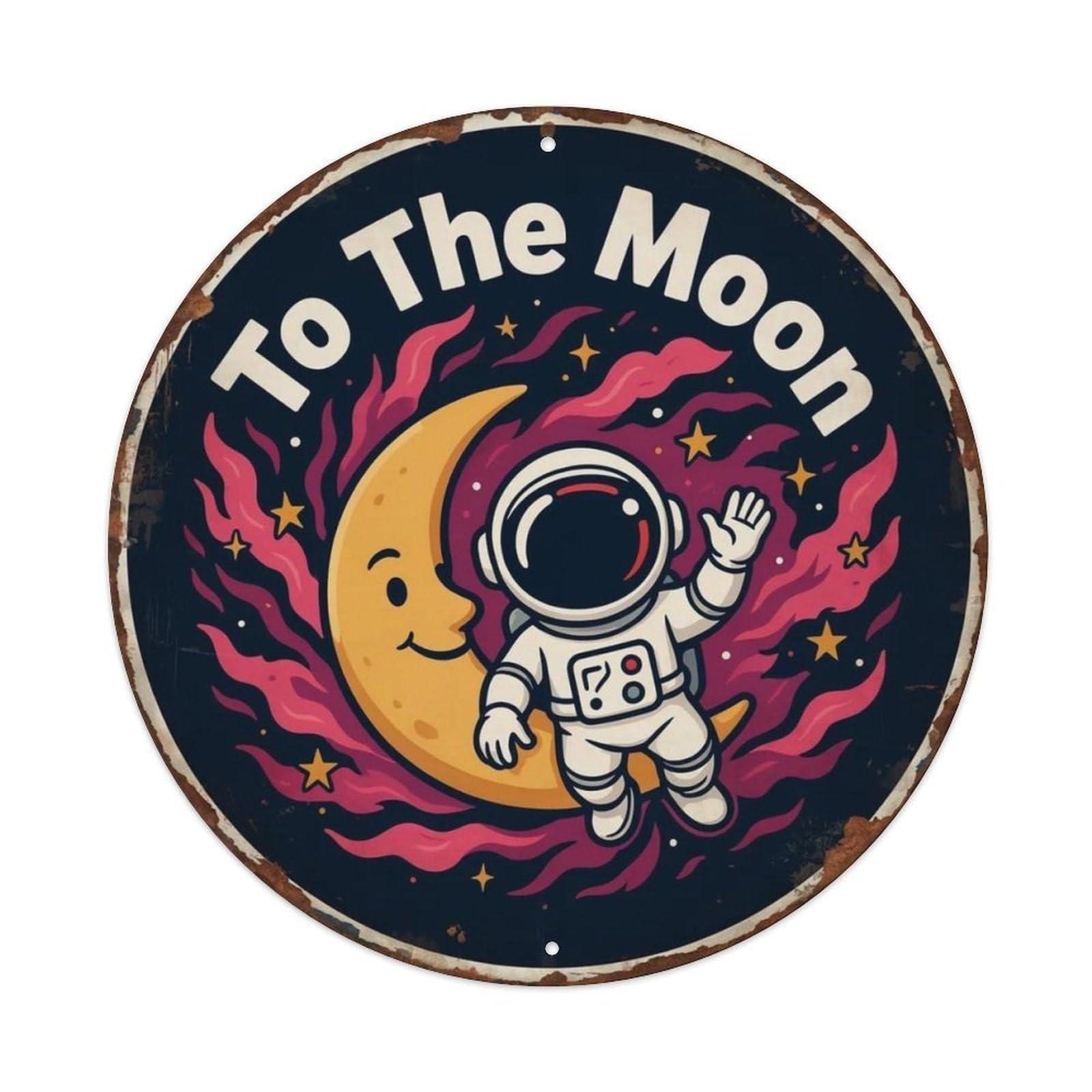 To The Moon Retro Space Metal Tin Sign Plaque