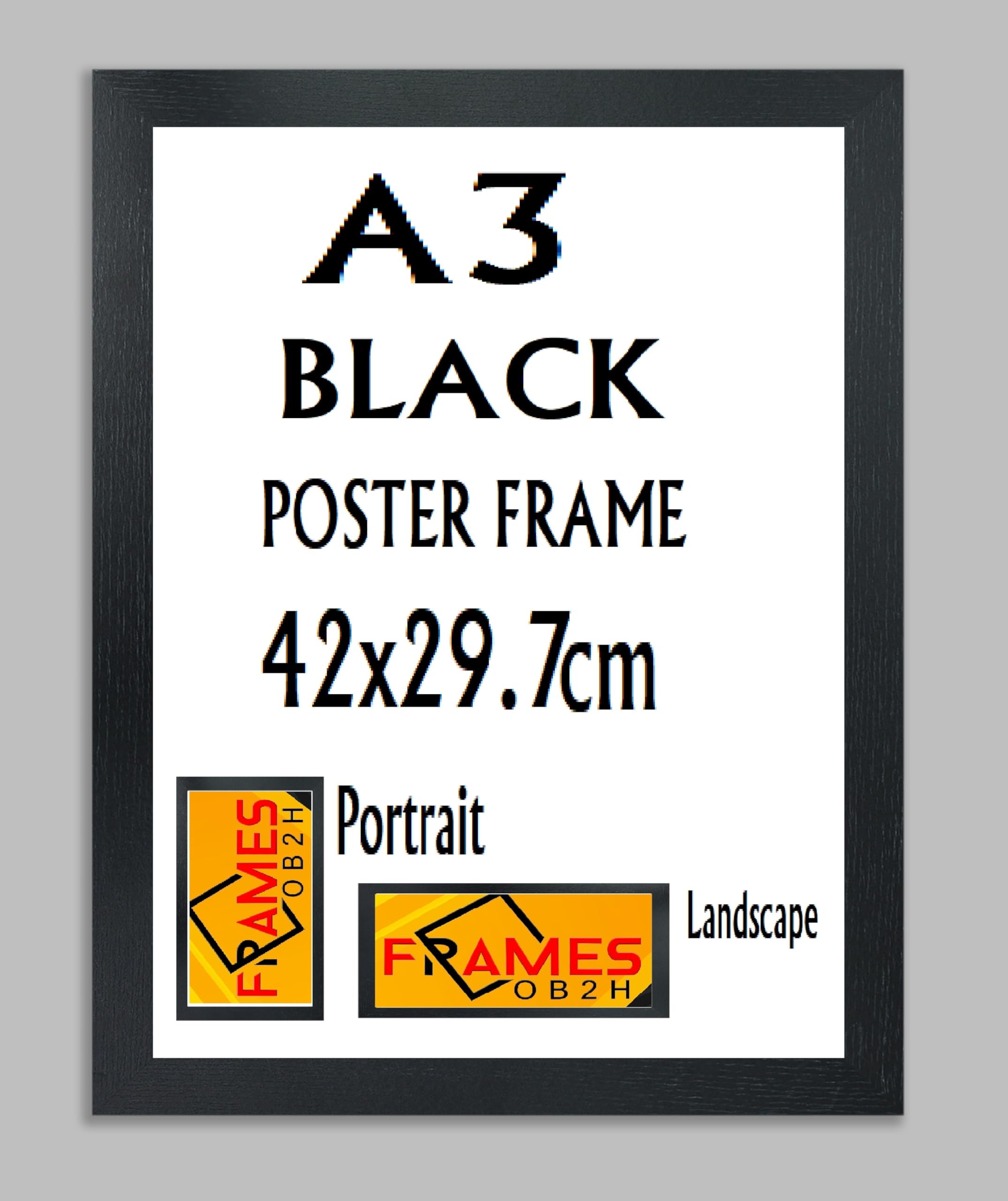 Ob2h Black ,Oak, Photo,Picture,Poster Frames, Portrait And Landscape Shatterproof Acrylic Glass Wall Hanging Frames (, A3,42X29.7cm)