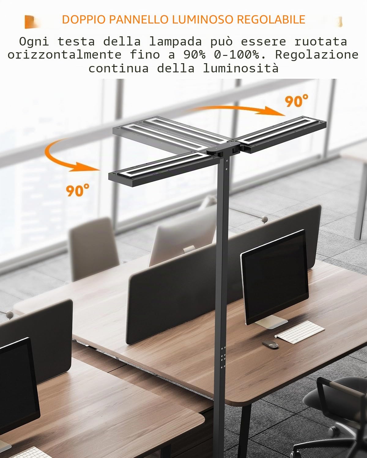SOLLA Lampada da terra a LED per ufficio, luce diurna, lampada da ufficio, lampada da terra Uplight e downlight, 80 W + 40 W UGR≤16, adatta per uffici, biblioteche, cameretta dei bambini, sale