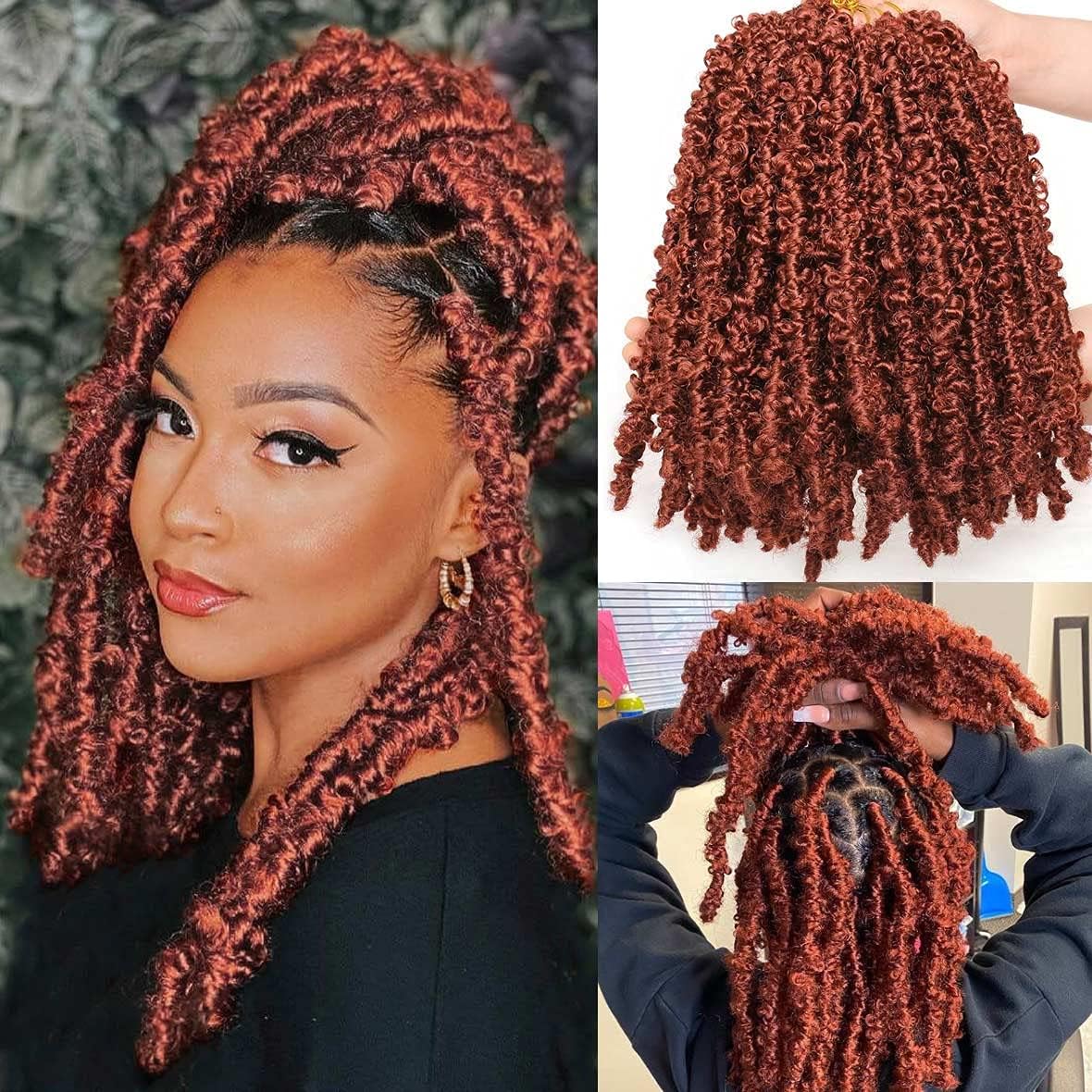 Distressed Butterfly Locs 6 Packs Bob Pre Looped Crochet Hair for Black