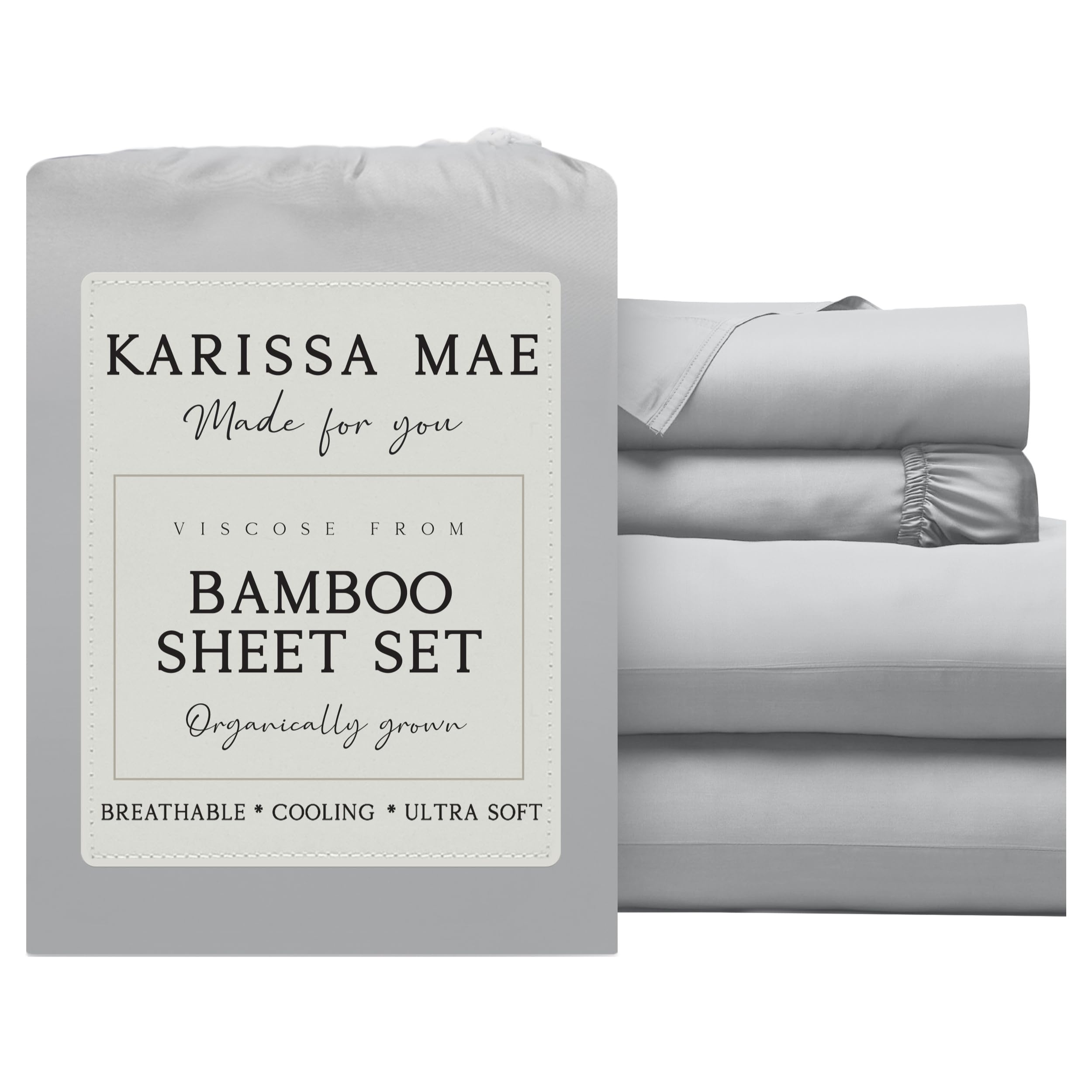 KARISSA MAE Bamboo Viscose 34" Split Top King Size Sheet Set, FSC Certified