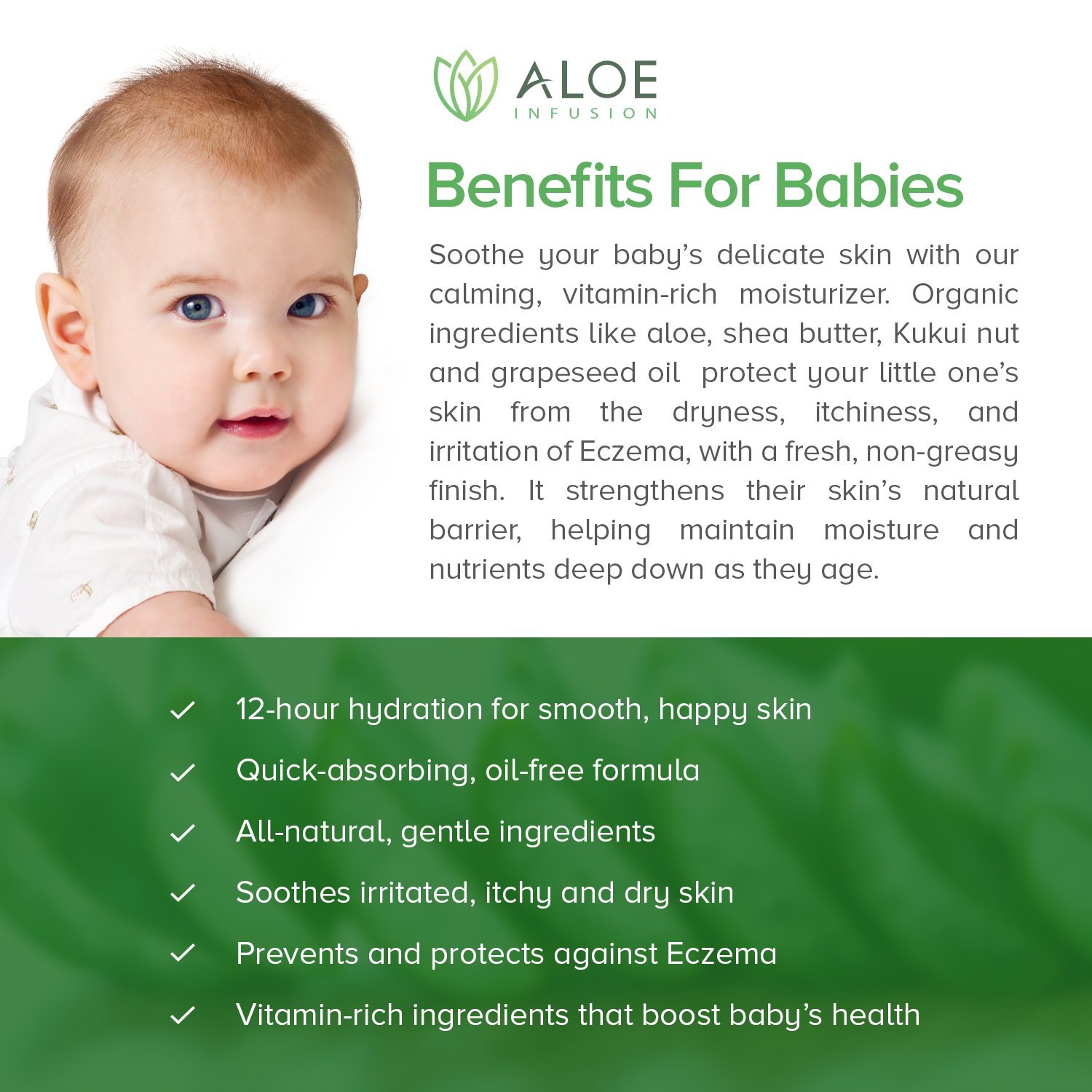 Aloe Infusion Body and Face Moisturizer - Natural Moisturizing Cream with Organic Aloe Vera - Skin Care for Dry Skin, Anti Wrinkle, Acne Scars, Rosacea, Psoriasis Eczema Cream Lotion for Men & Women : Beauty & Personal Care