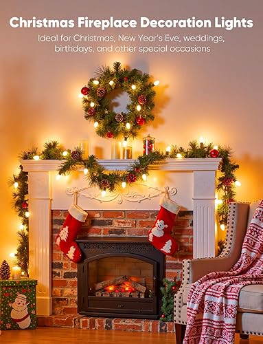 Miniatura 6 de Luces LED de Navidad vintage C9 para exteriores, tira de luces de Navidad de 50 pies con 50 bombillas, luces impermeables conectables para árbol de