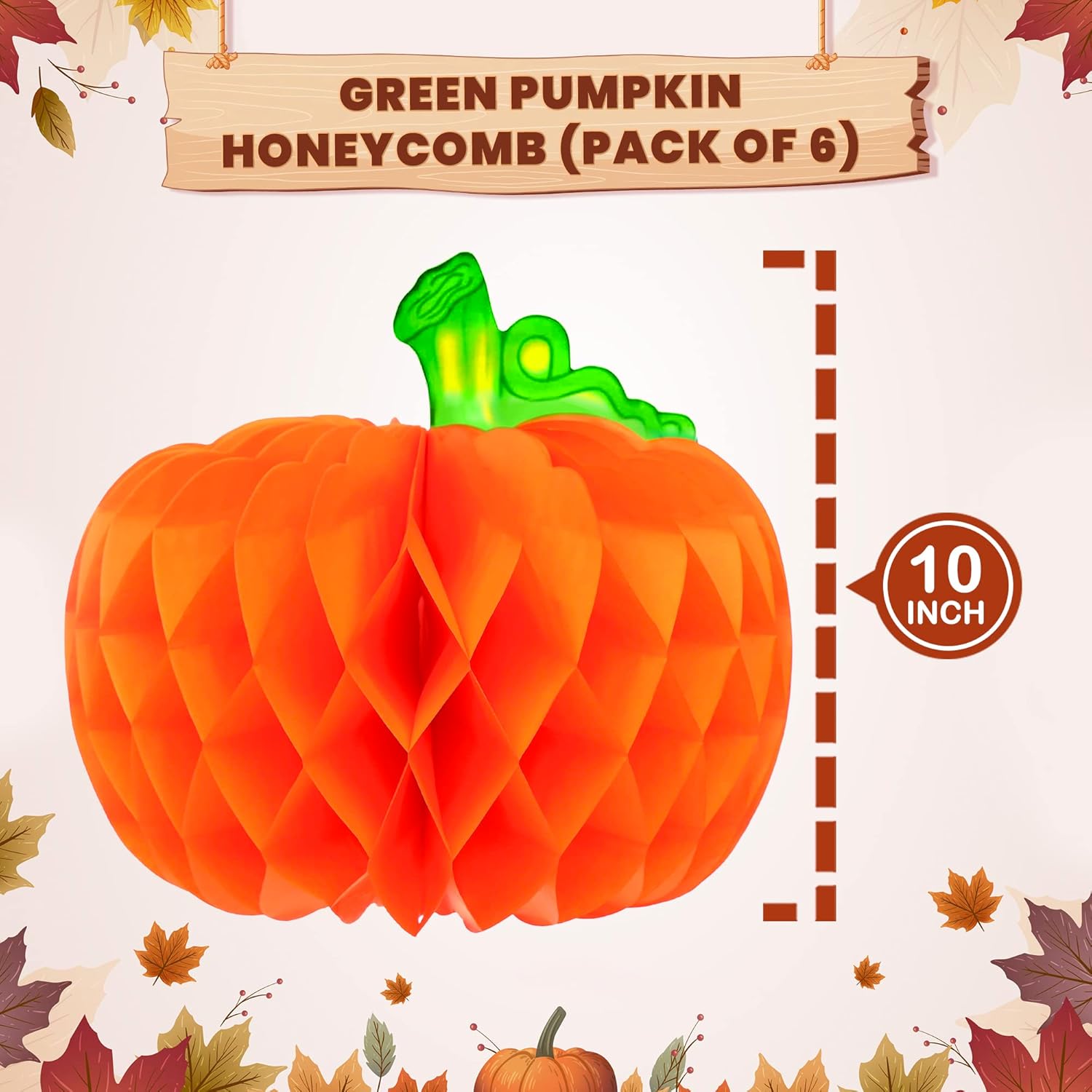 KatchOn, Pumpkin Table Centerpieces and Banner Set | Pack of 15, Includes 6 Big 10In Honeycomb Pumpkins and 9 Thanksgiving Banner Decorations for Autumn Harvest, Fall Party and Home Décor