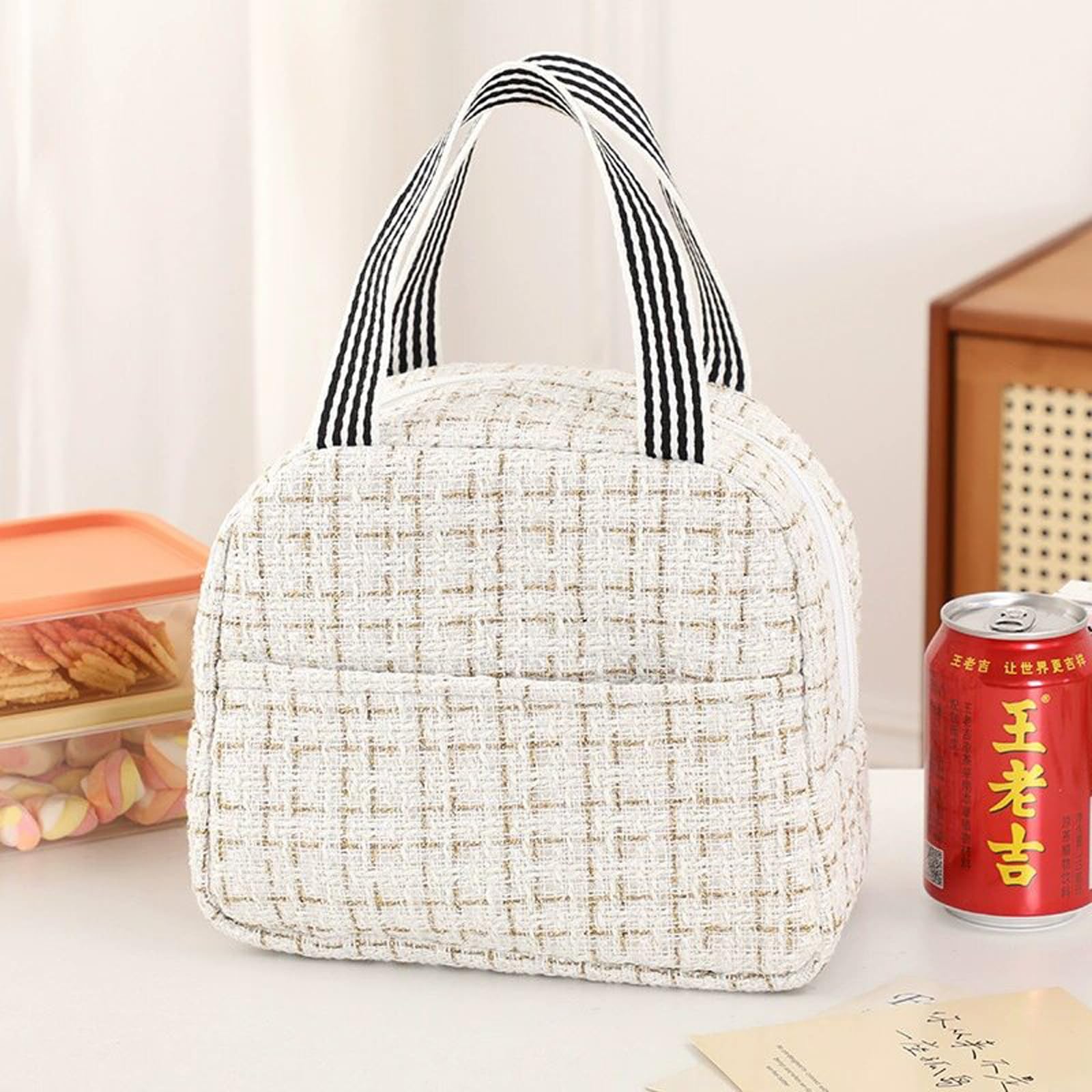 Nanxson Termica Pranzo Borsa Grande Termica Riutilizzabile Floreale Borsa per Ufficio,Lavoro,Scuola,Picnic,Spiaggia con Tracolla Regolabile (6L,D-Blu Scuro