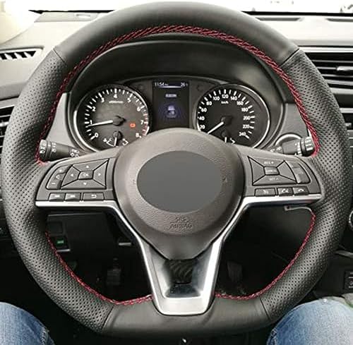 Miniatura 2 de Funda para volante de costura a mano para Nissan X-Trail Qashqai March Serena Micra Kicks 2017-2019 para Altima Teana 2019 Línea Roja y Azul