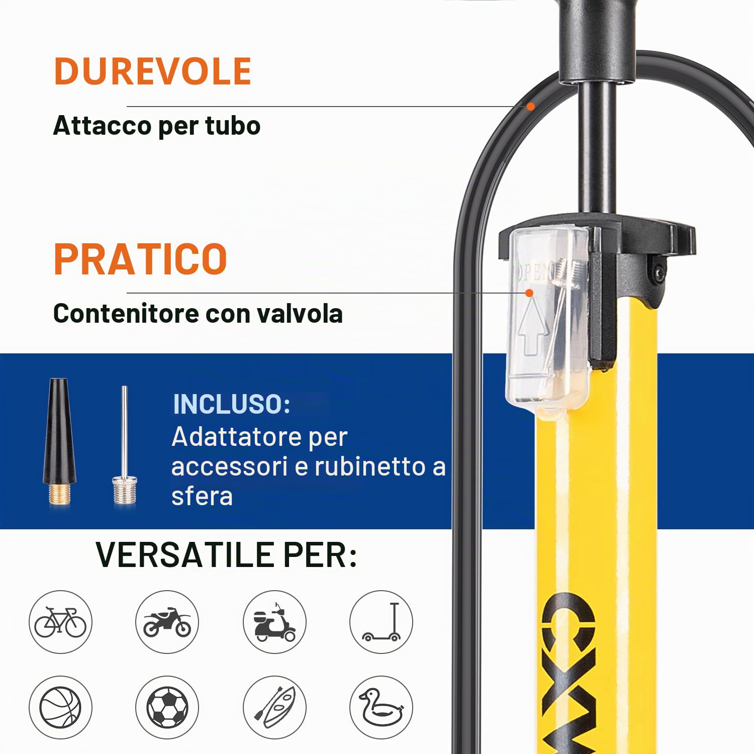 Pompa per bicicletta con manometro 11 bar/160 psi per strada, e-bike, MTB