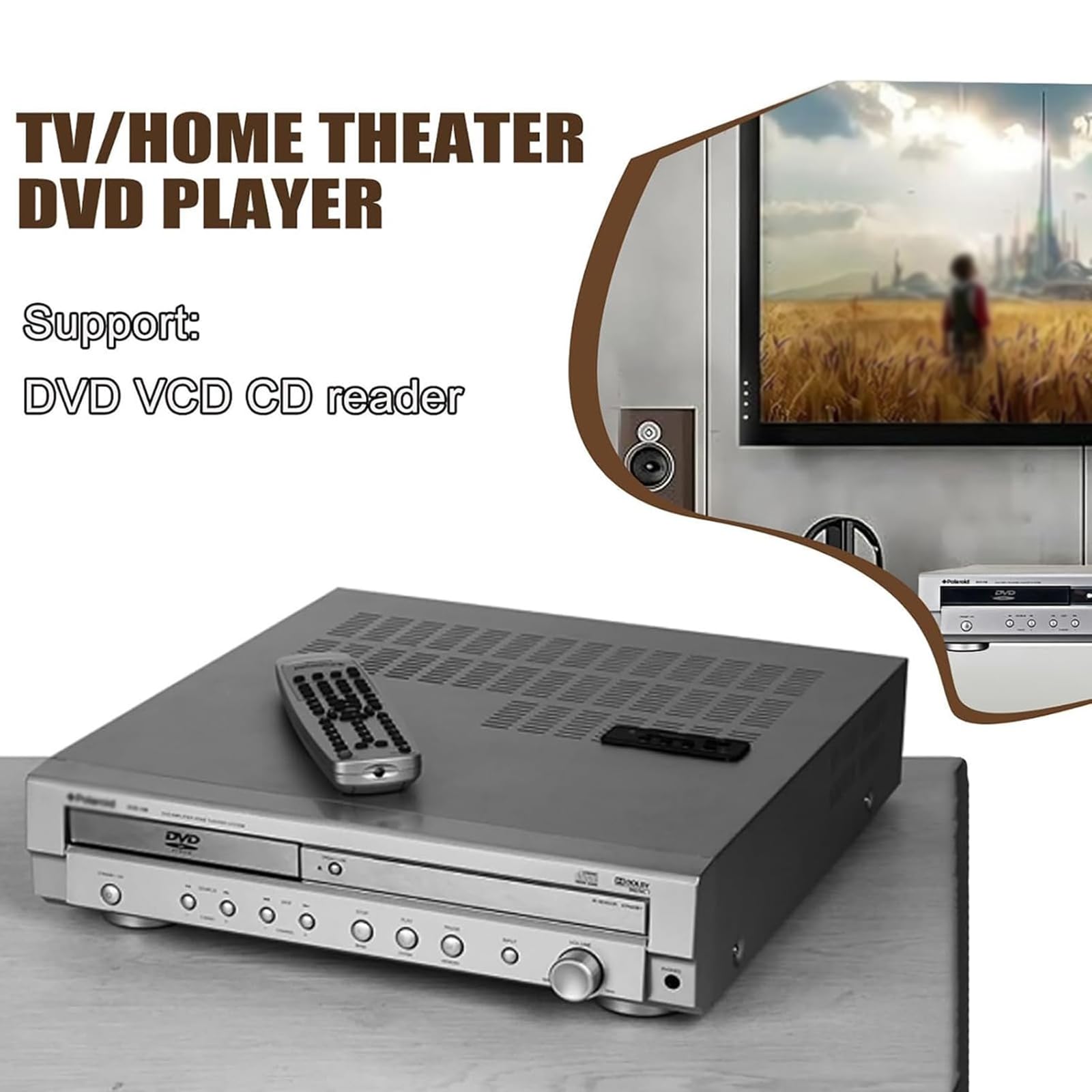 Amplificatore Home Theater con lettore DVD e telecomando, supporta USB, DVD, VCD, ottico, coassiale, equalizzatore audio surround, ingressi audio multipli, volume regolabile