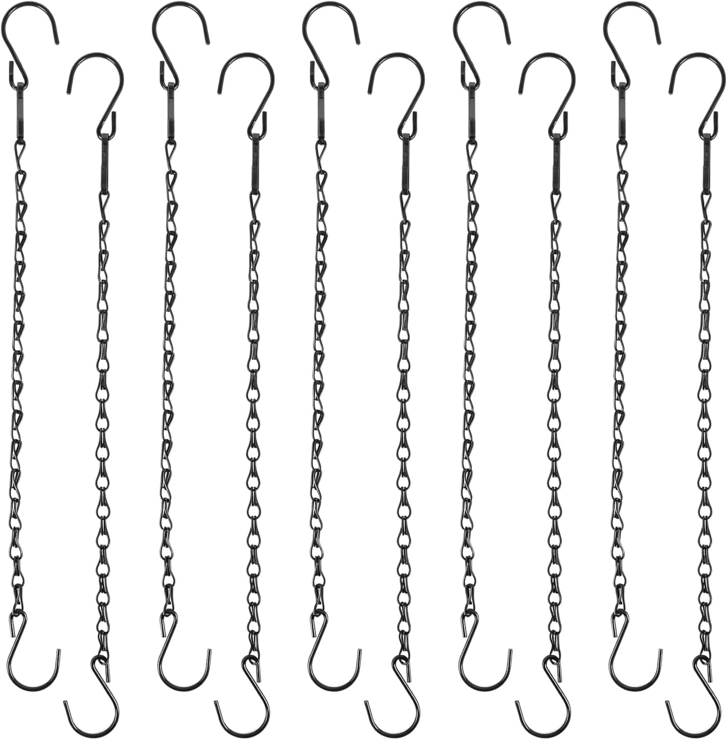 Mr. Carve Durable Single Loop Metal Chain with Dual S-Hooks 16 Inches | Corrosion-Resistant Coating | Heavy-Duty Utility Chain for Hanging, Securing & Household Use | Supports Up to 5kg | Pack of 10