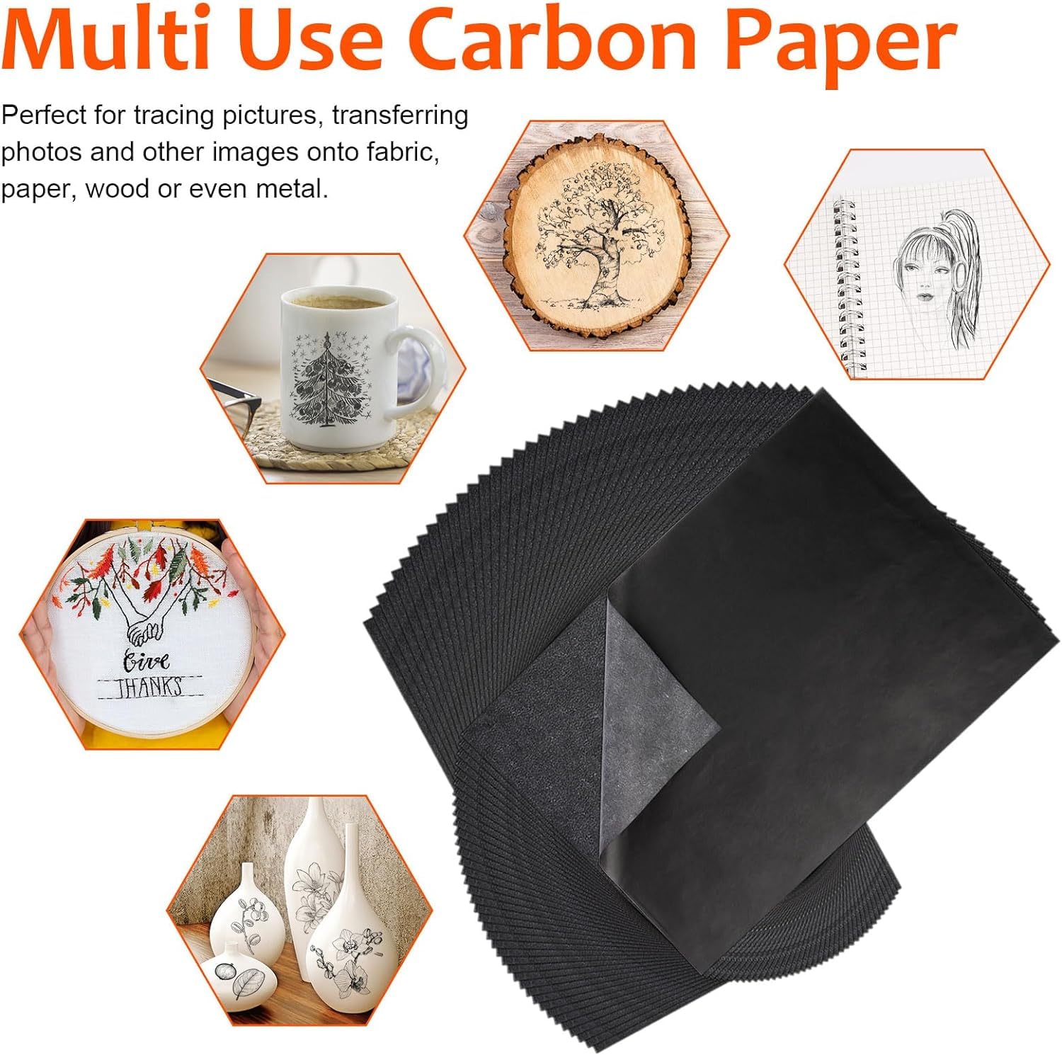 Carta Copia Carbonio A4 Riutilizzabile Nero, 100 Fogli Carta Trasferimento Carbonio