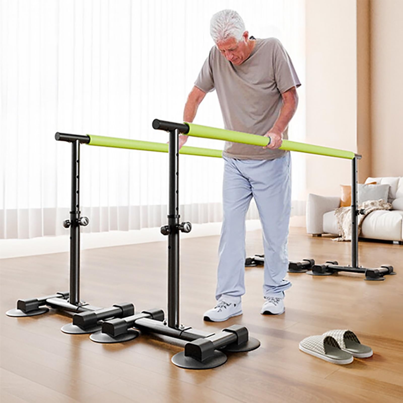 Parallele per riabilitazione fisioterapica, Recupero post-ictus, Tappetino antiscivolo, altezza regolabili, Strumento per il recupero post-operatorio(200cm/78.7in)