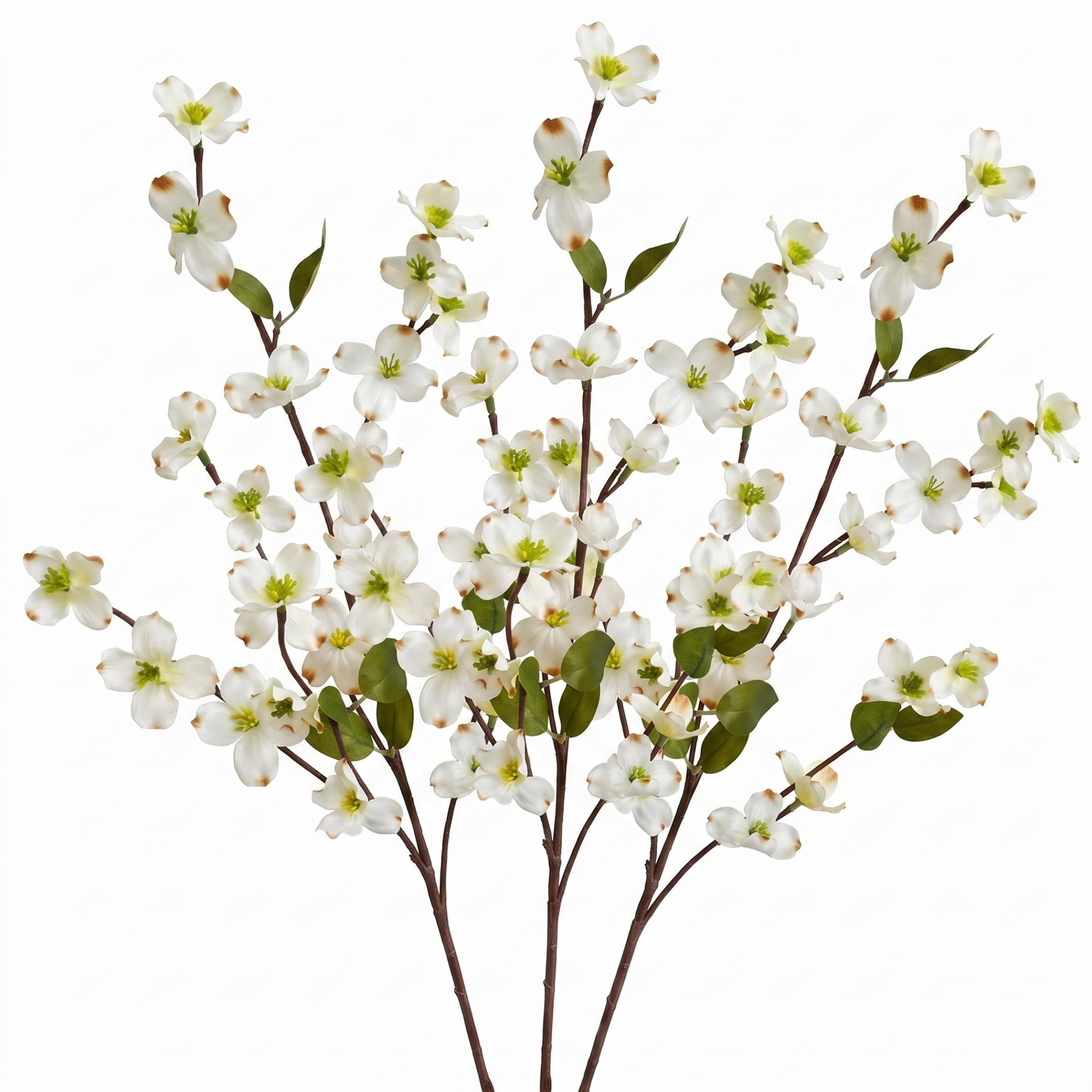 Xoeryoy 3PCS Dogwood Flowers Artificial, 22in Artificial Branches for Vase Faux Branches for Home Decor, White