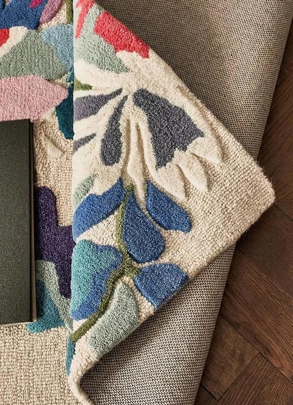 10x14 Ft Hand Tufted Wool Area Rug, Colorful Floral Multicolor Botanical Pattern on Ivory Base, Premium Handmade Carpet for Living Room Bedroom Home Décor
