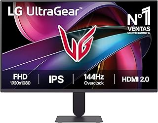 LG 24G411A-B - Monitor de Gaming Ultragear 23,8", IPS Full HD, 16:9, 144Hz, 1ms, G-Sync e FreeSync, HDR10, Pivotável, Altura Ajustável, Preto