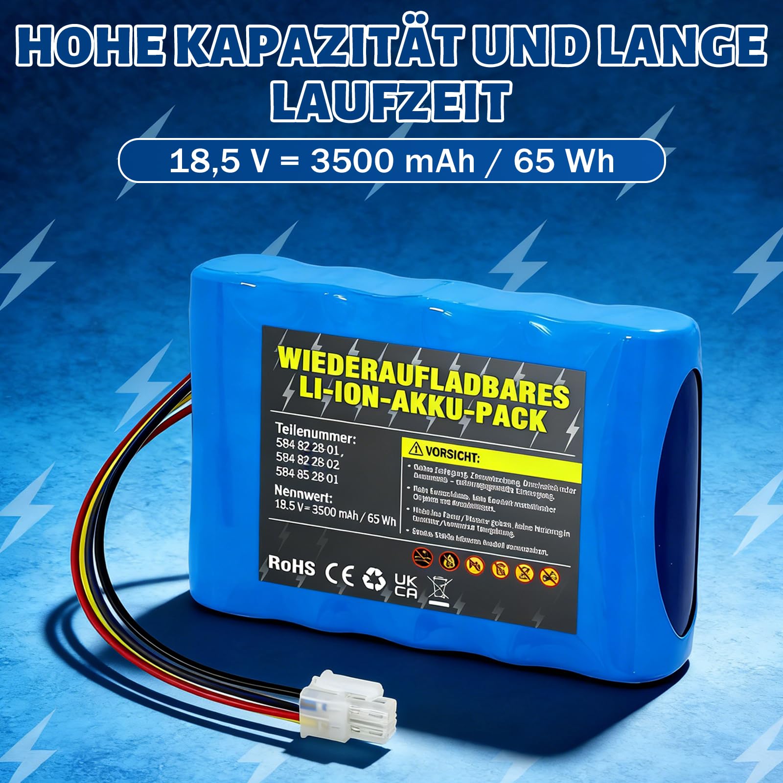 18.5V/3500mAh Mähroboter Akku für Husqvarna 310 315 315X Kompatible mit Gardena Sileno City 250 500 R100Li Sileno+ R130Li R160Li Rasenroboter, Ersatzakku Modell 584 85 28-02 (A)