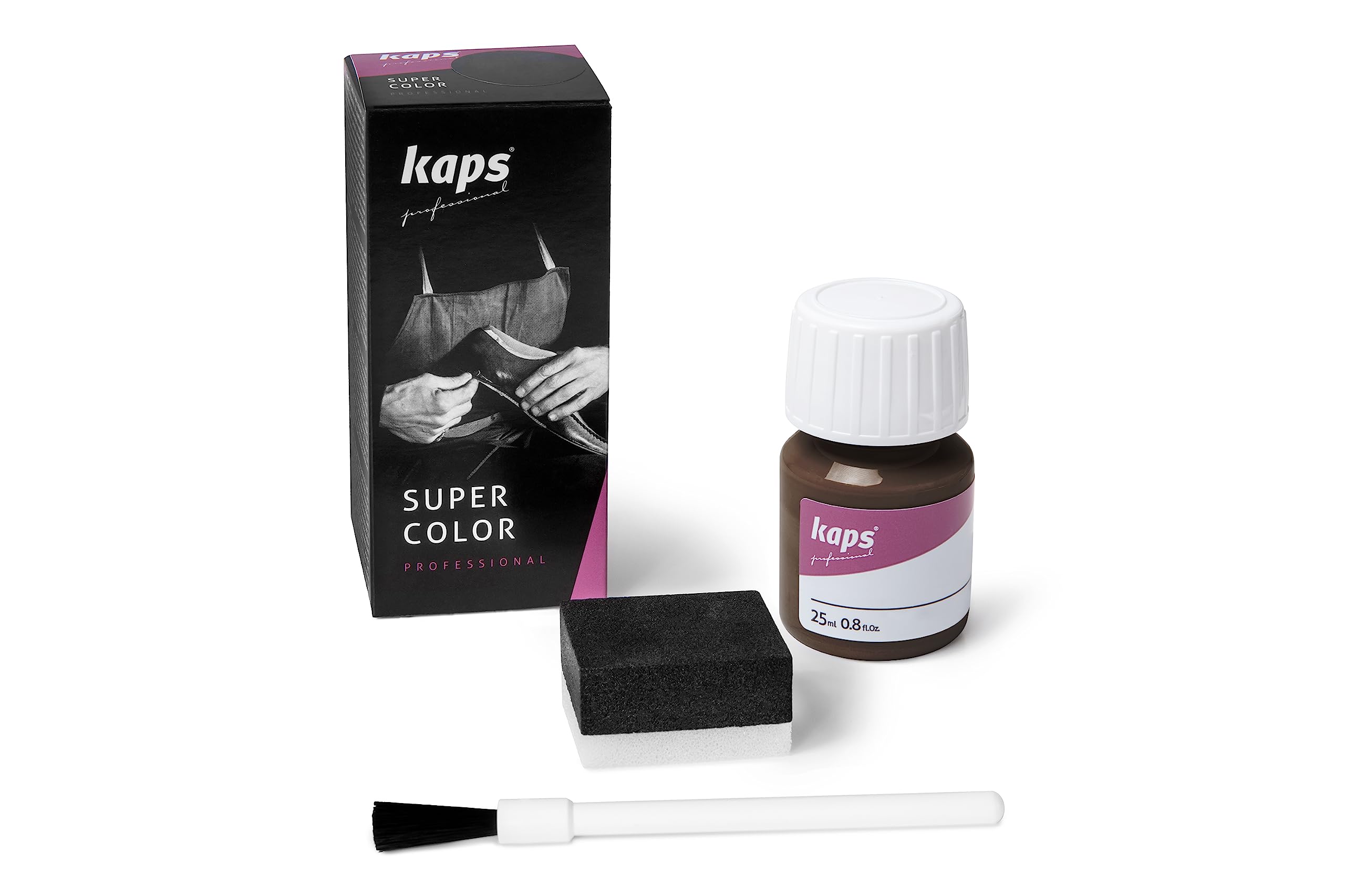 Tinte para Zapatos y Bolsos de Cuero y Textil con Esponja y Brocha, Kaps Super Color, 70 Colores (117 - azul marino) — view 38